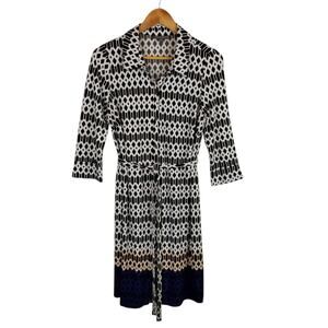 A Pea In The Pod Maternity Button Front 3/4 Sleeve Stretch Knit Dress Large